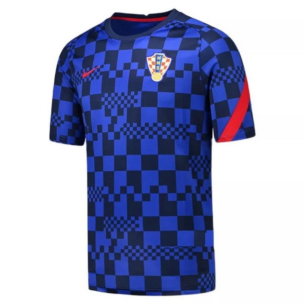 Trainingsshirt Kroatien 2021 Blau Günstige Fußballtrikots